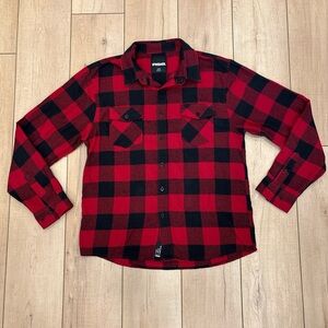RSQ Men's Red and Black Plaid Shirt